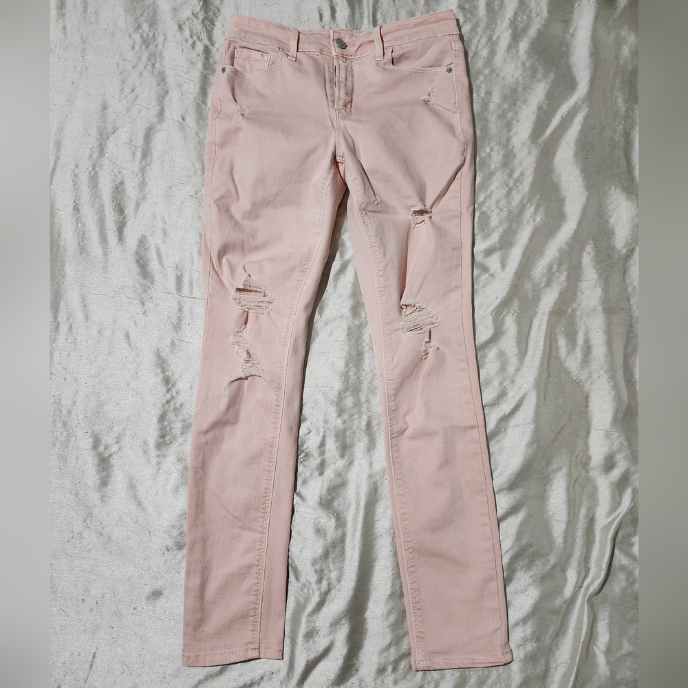Old Navy Rockstar Super Skinny Pink Distressed Jeans